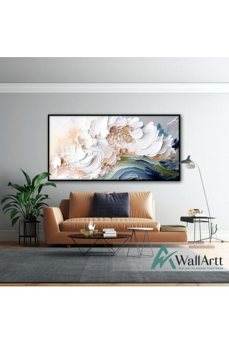 Abstract Flower Wave 3d Heavy Textured Partial Oil Painting